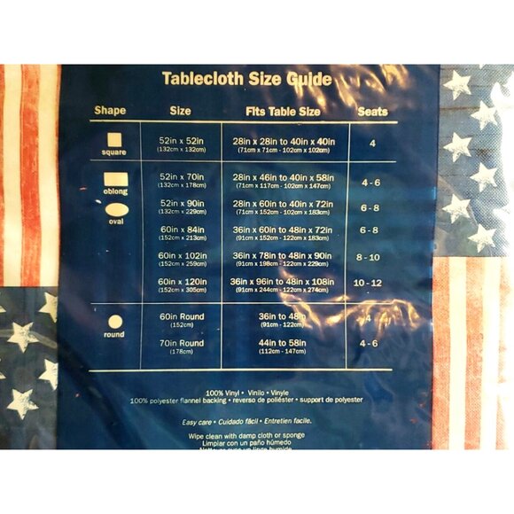 Americana America July 4th Independence Day Party Vinyl Tablecloth - Rectangle - Picture 6 of 7